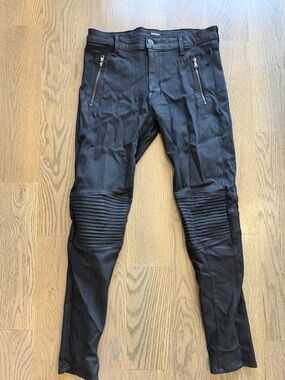 Hudson Black Moto Ribbed Knee Skinny Pants